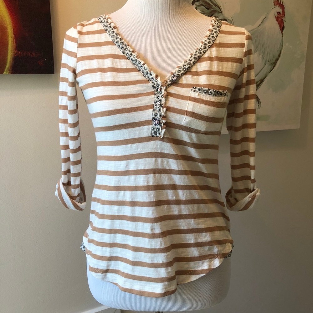 Anthropologie Postmark Henley Fleur Trim